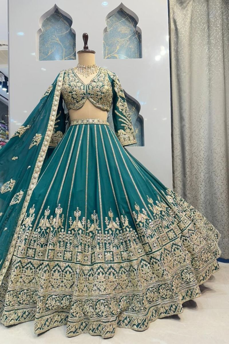 "TEAL ZARI ELEGANCE LEHENGA" image 4