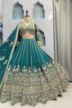 "TEAL ZARI ELEGANCE LEHENGA" image 4