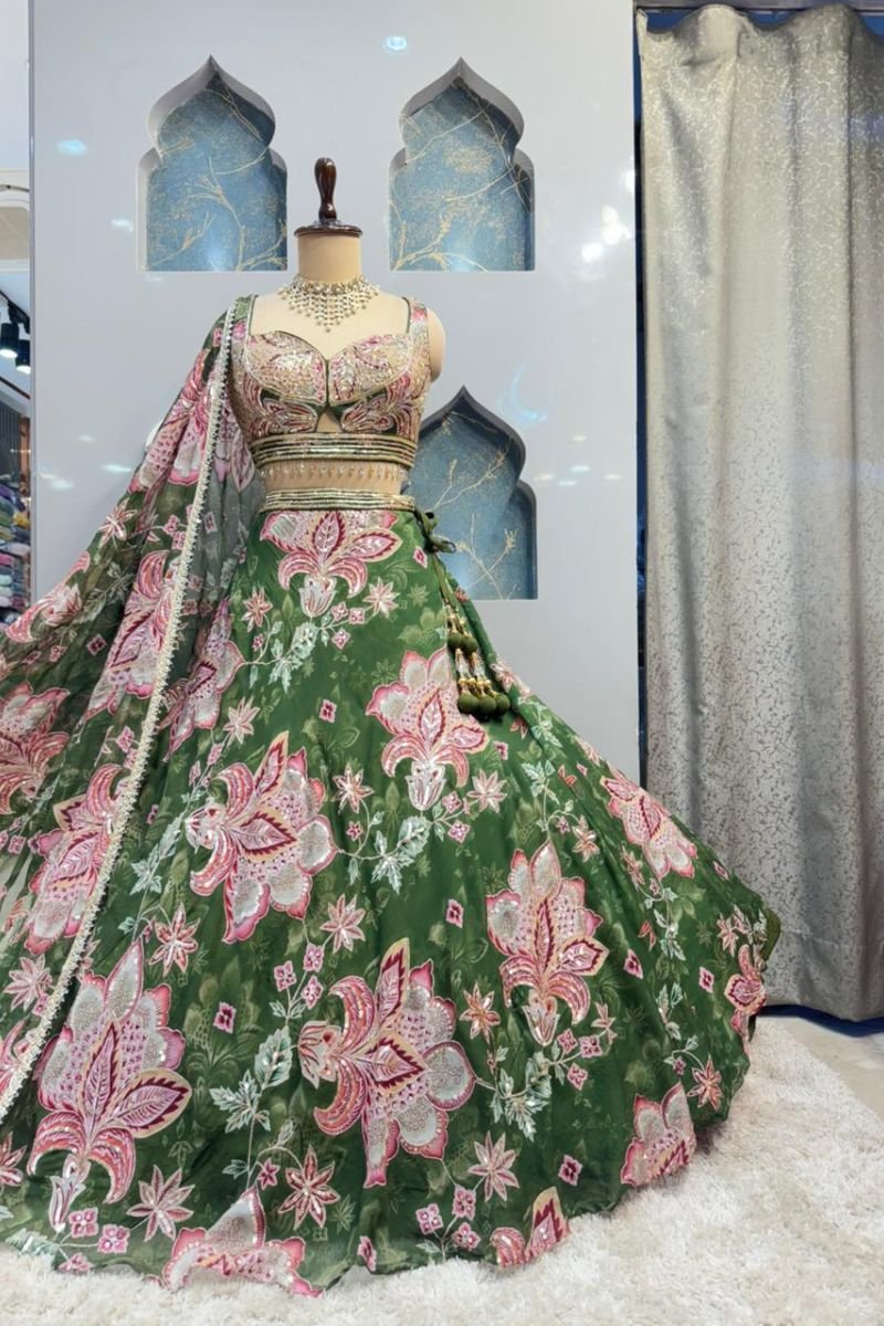 "EMERALD BLOOSAM LEHENGA" image 3
