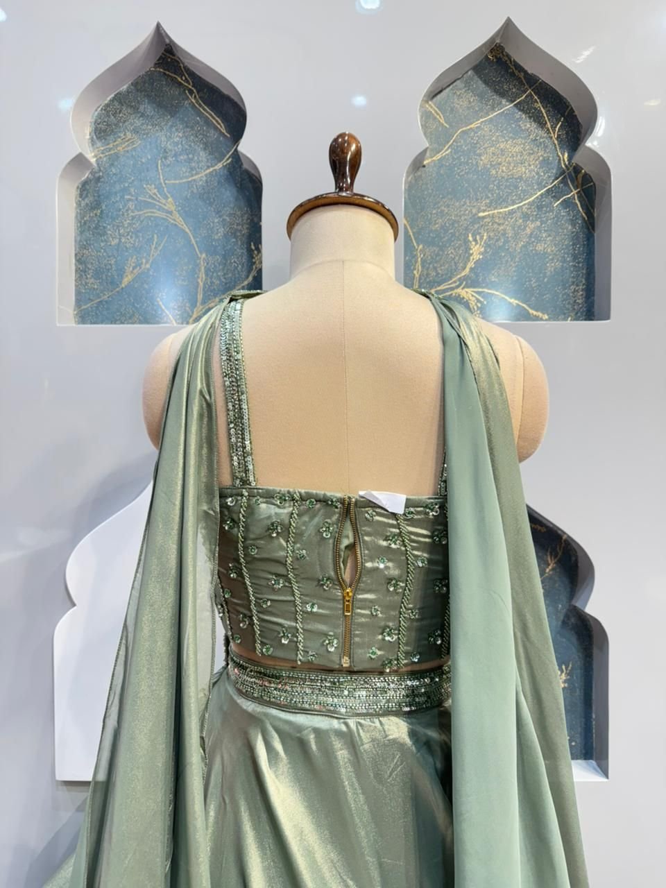 "SAGE SHIMMER DESIGNER LEHENGA" image 5
