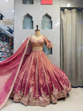 "ROYAL MAGENTA EMBROIDERED LEHENGA" image 0