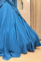 "ROYAL BLUE SCULPTED LEHENGA" image 3