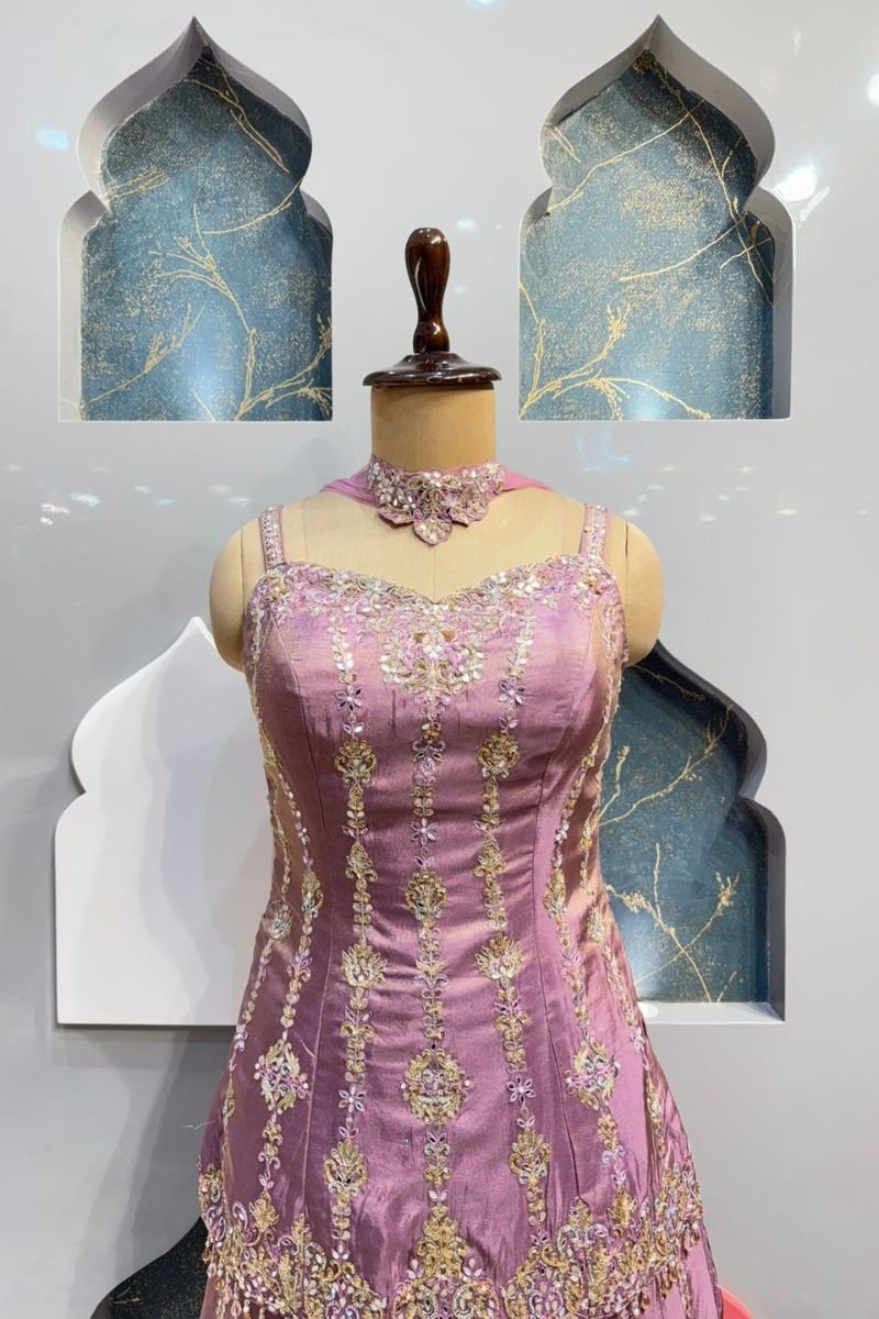 "DUSTY ROSE ELEGANCE GHARARA SET" image 1