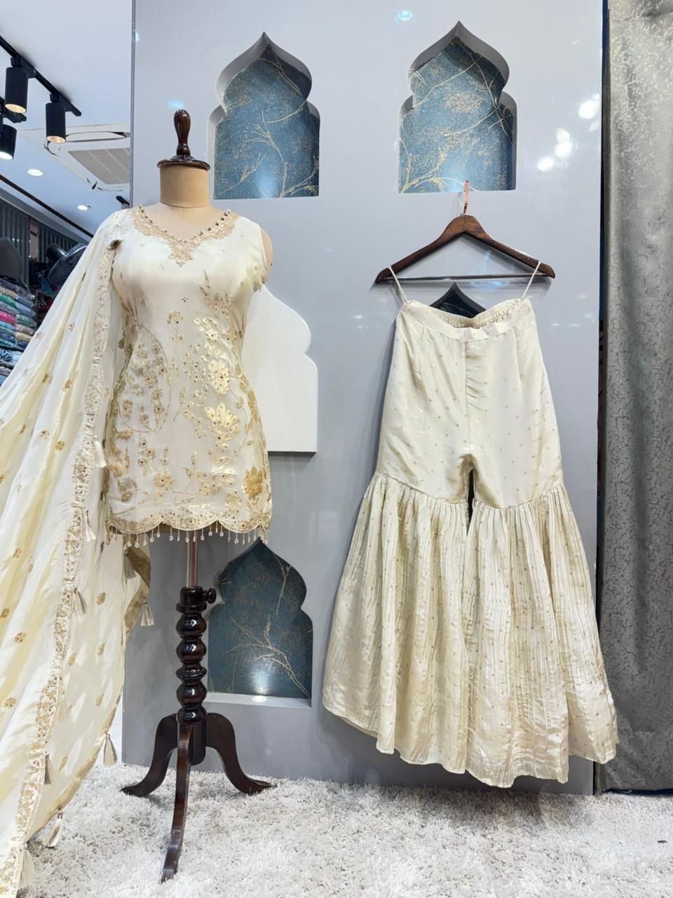 "IVORY ELEGANCE EMBROIDERED SHARARA" image 4