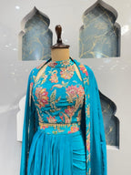 "AQUA ELEGANCE EMBROIDERED INDO-WESTERN" image 2