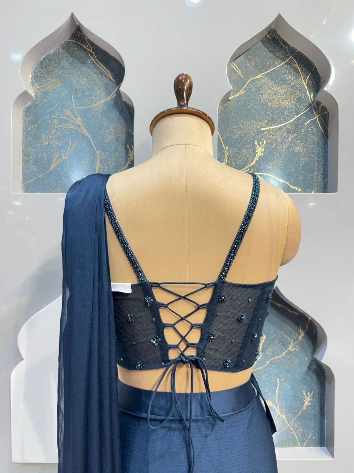" MIDNIGHT ELEGANCE EMBELLISHED DRAPE SAREE" image 4