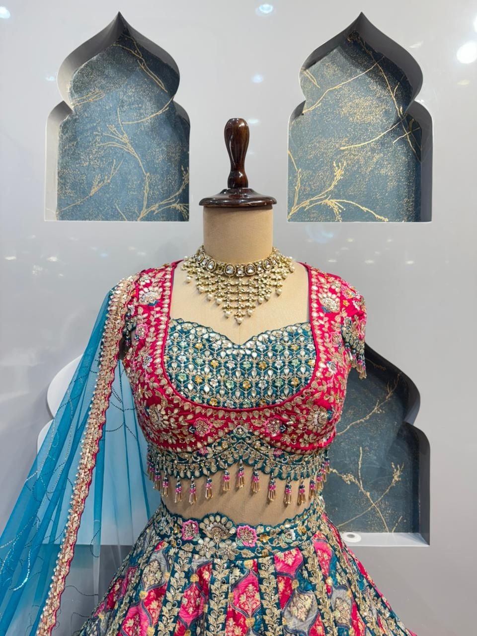 "ROYAL FUCHSIA AND TURQUOISE LEHENGA" image 1