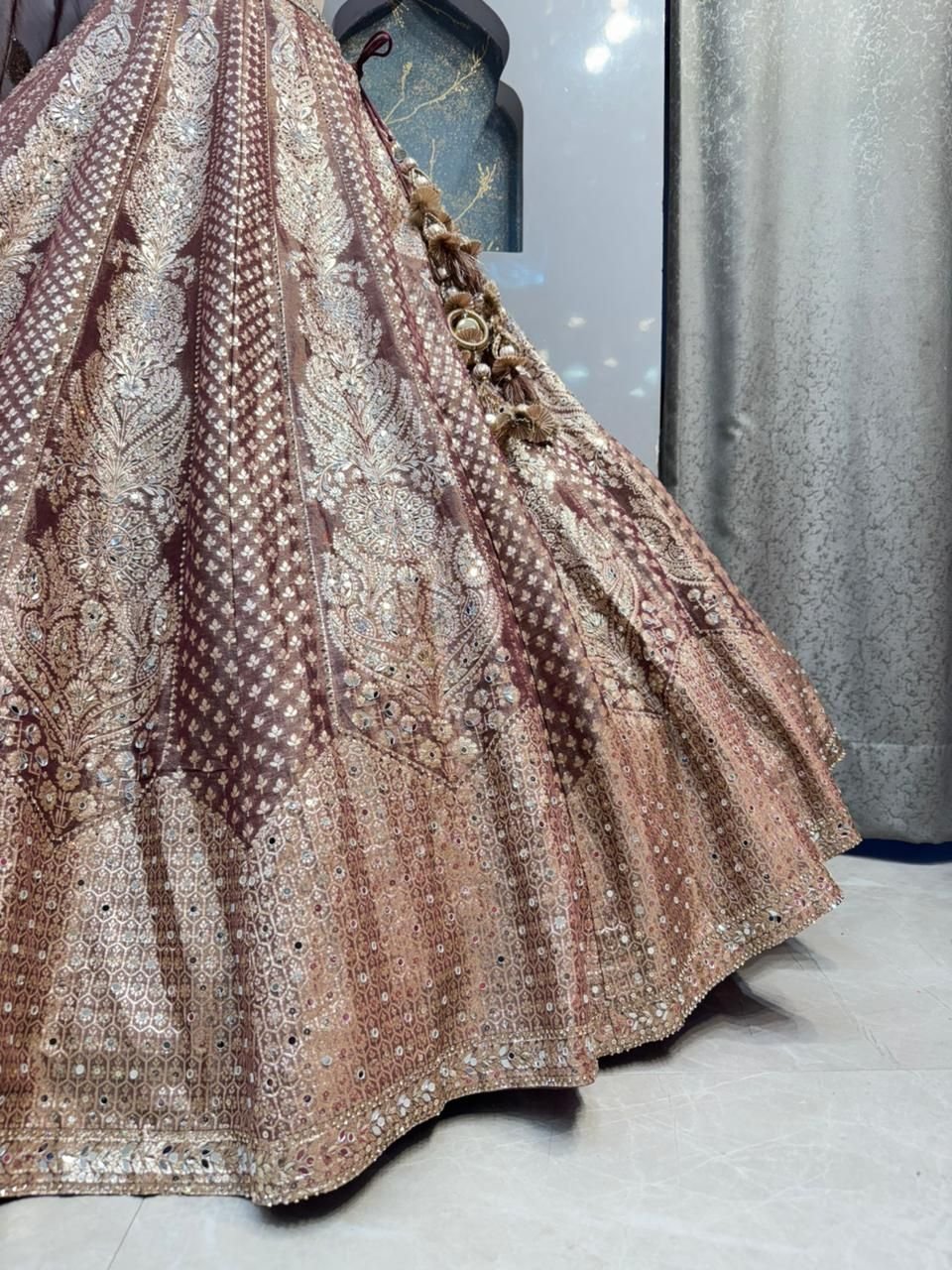 "MAROON GOLD REGAL LEHENGA" image 3