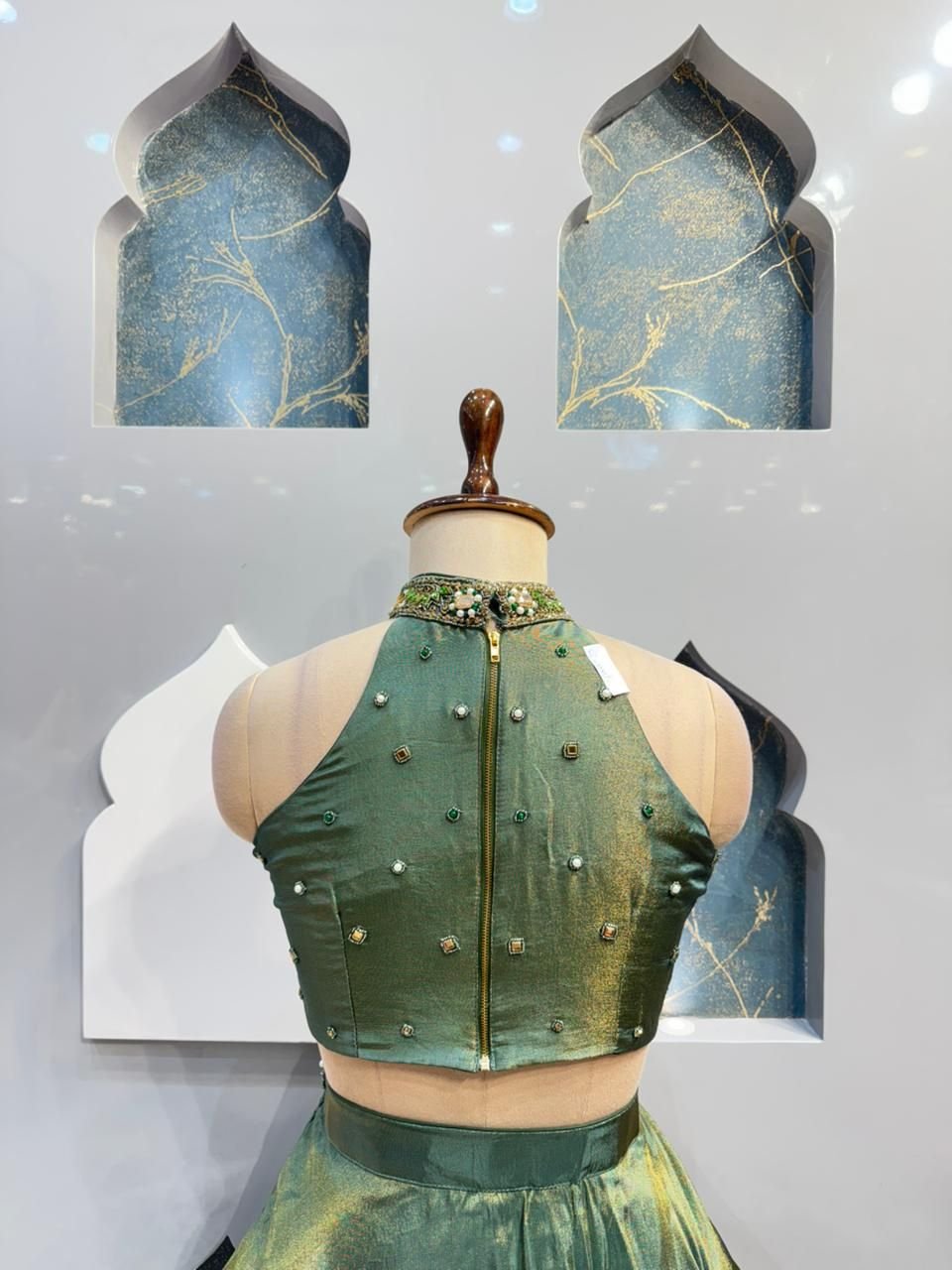 "SAGE GREEN SHIMMER LEHENGA" image 5