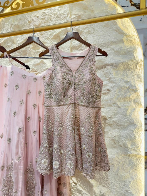 " BLUSH PINK EMBROIDERED SHARARA GARARA SUIT" image 1