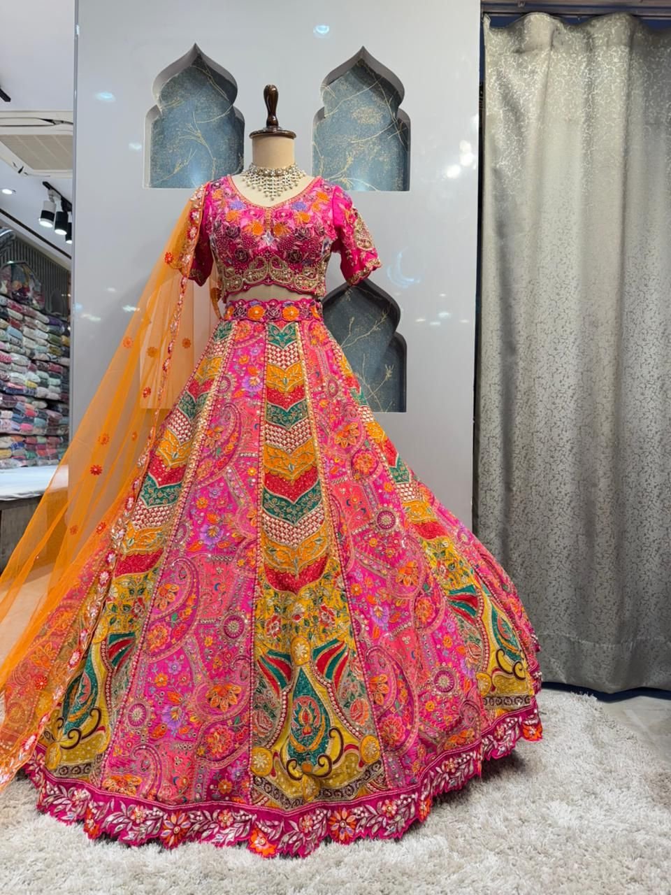 "RANI PINK MULTICOLOR LEHENGA" image 3