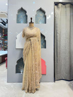 "CHAMPAGNE ELEGANCE EMBROIDERED SAREE" image 0