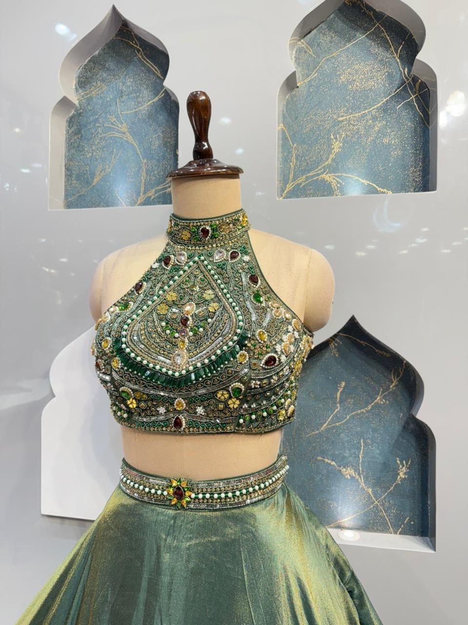 "SAGE GREEN SHIMMER LEHENGA" image 2