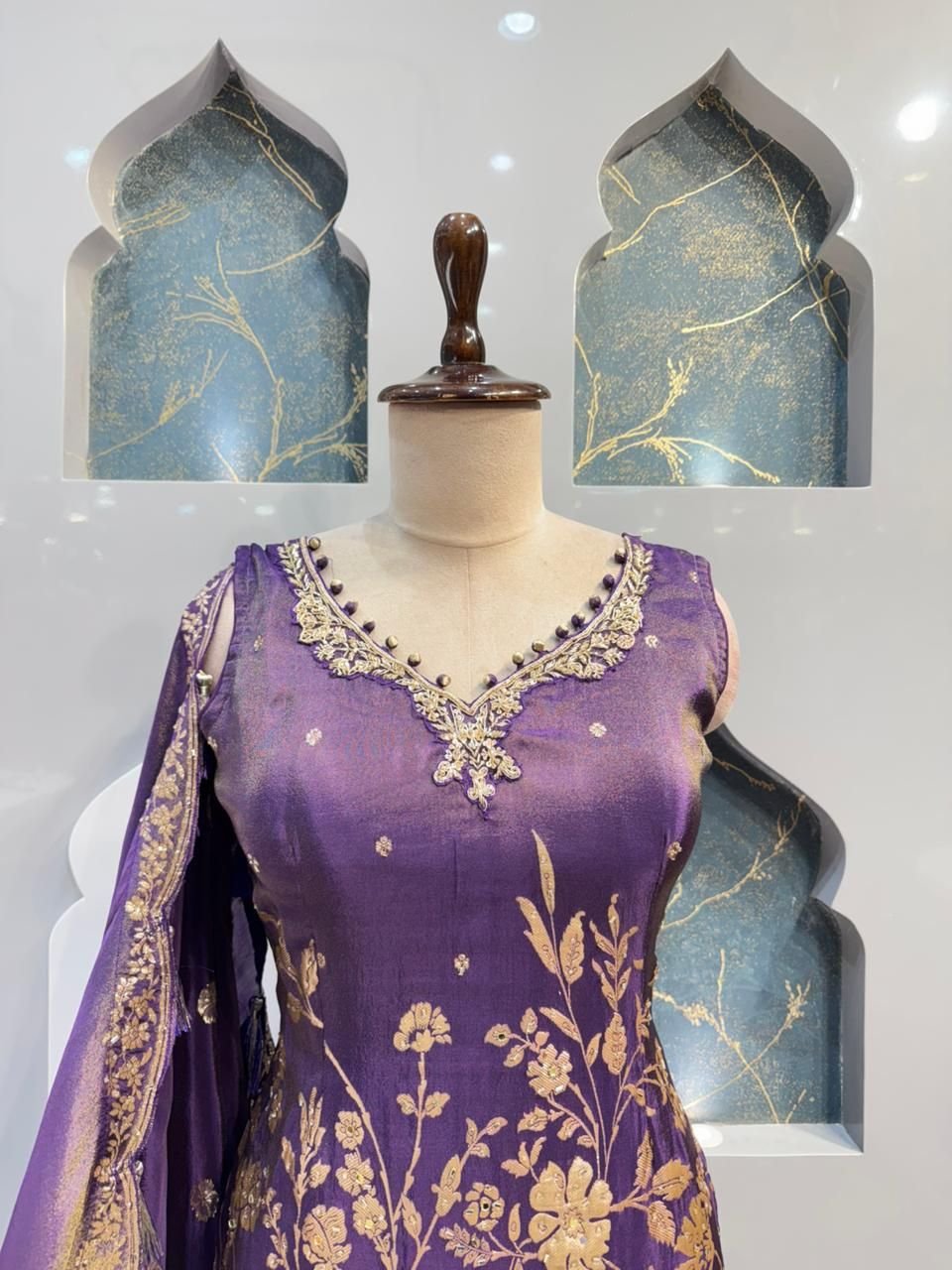 "ROYAL PURPLE ZARI FLORAL SHARARA" image 1