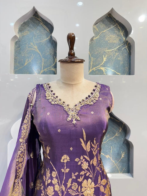 "ROYAL PURPLE ZARI FLORAL SHARARA" image 1