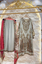 "ZARMIN IVORY EMBROIDERED SUIT" image 0