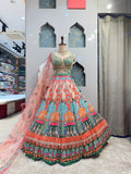 "PASTLE MULTICOLOR BRIDAL LEHENGA" image 0