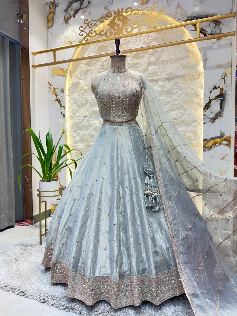 "FROSTED MOONLIGHT LEHENGA" image 0
