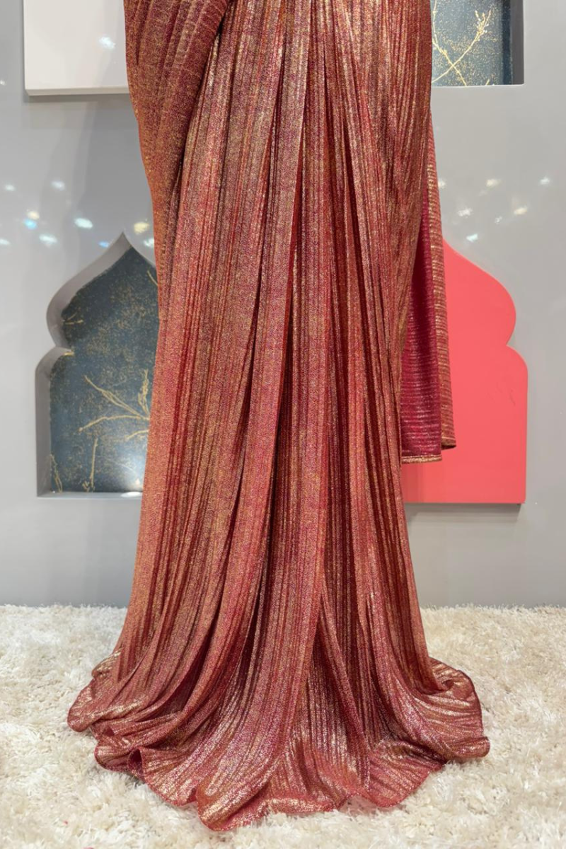 "ROSE GOLD SHIMMER DRAPE SAREE" image 3