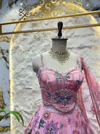 "BLUSH BLOOM DESIGNER FLORAL EMBROIDERED LEHENGA" image 2