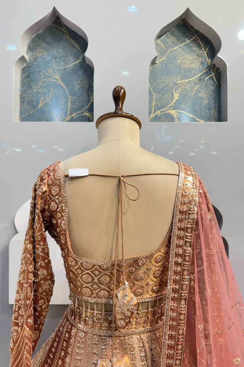 "REGAL ROSE GOLD PEACOCK LEHENGA" image 4