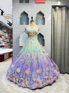 "MINT TO LAVENDER OMBRE LEHENGA" image 0