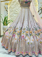 "BLUSH BLOSSOM EMBROIDERED LEHENGA" image 4