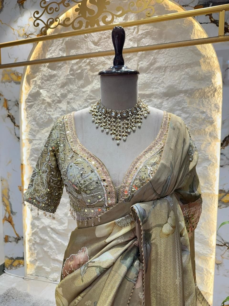 "GOLDEN BLOOM TISSUE SAREE" image 1