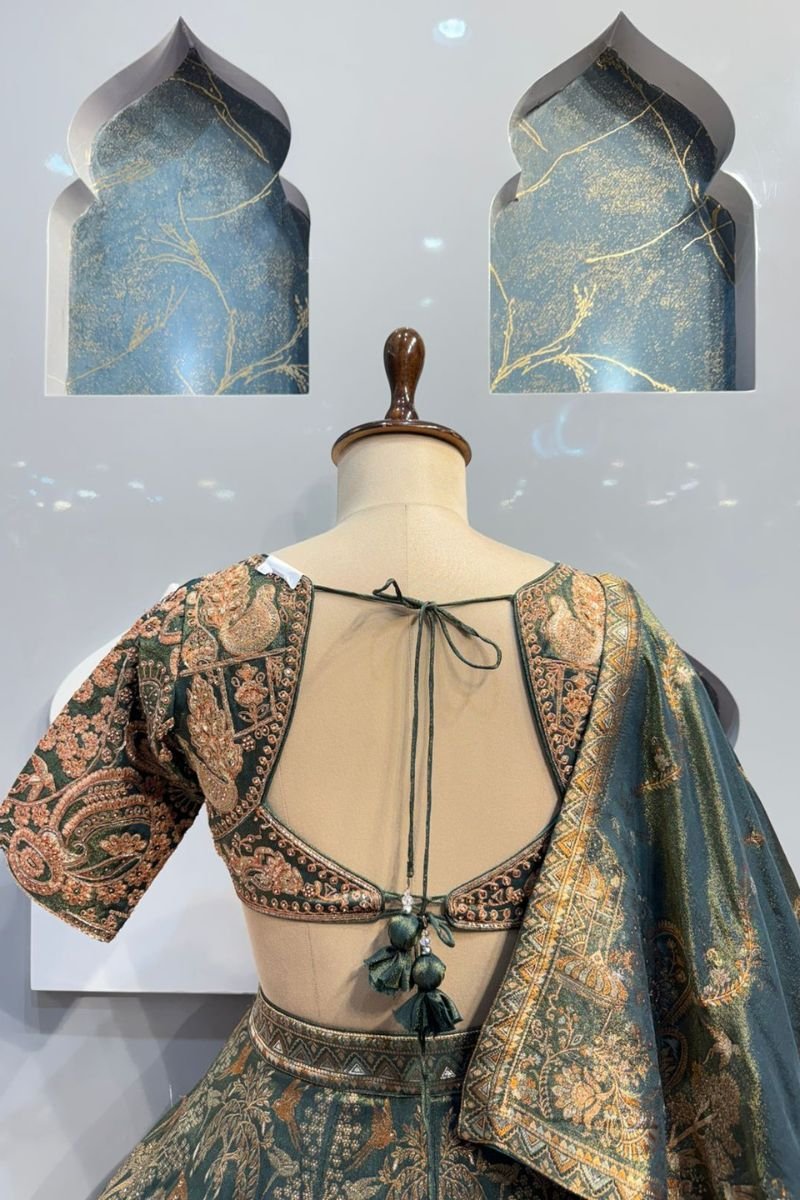 "EMERALD HERITAGE BANARASI LEHENGA" image 5