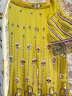 "SUNSHINE YELLOW EMBROIDERED INDOWESTERN" image 3