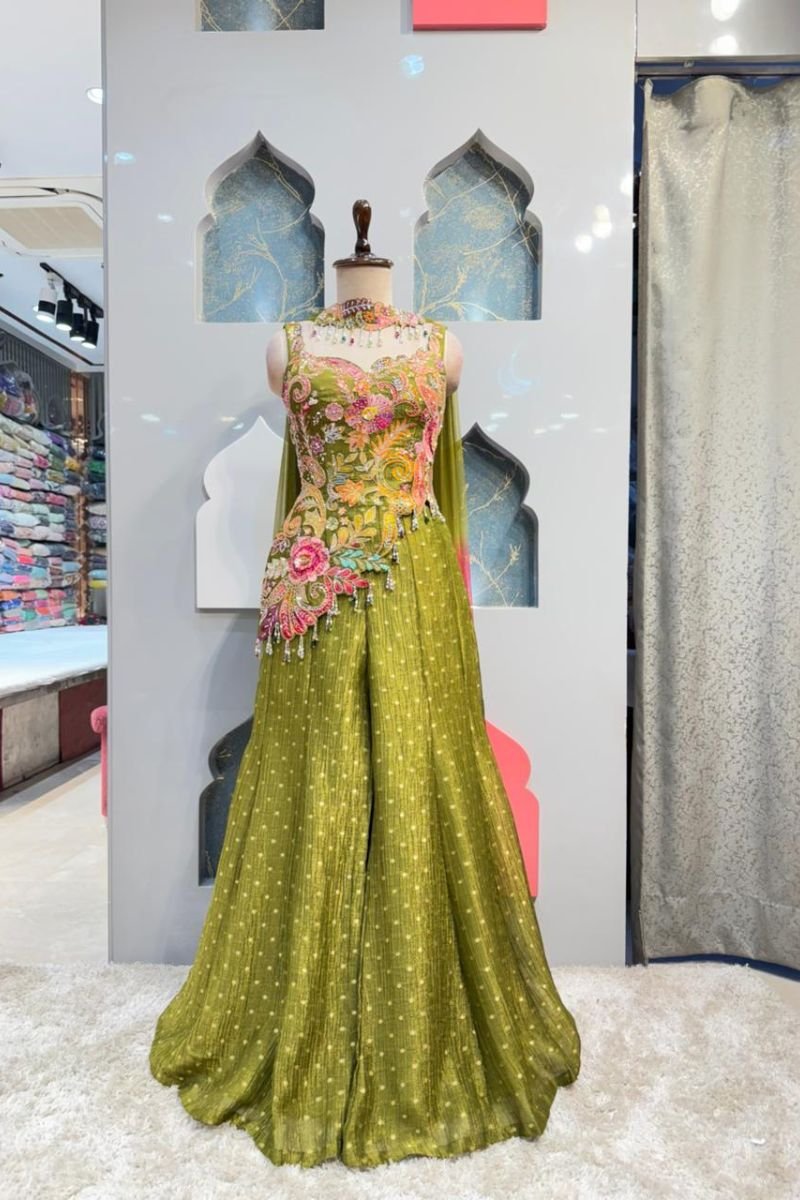 "MEHENDI GREEN FLORAL SHARARA" image 0