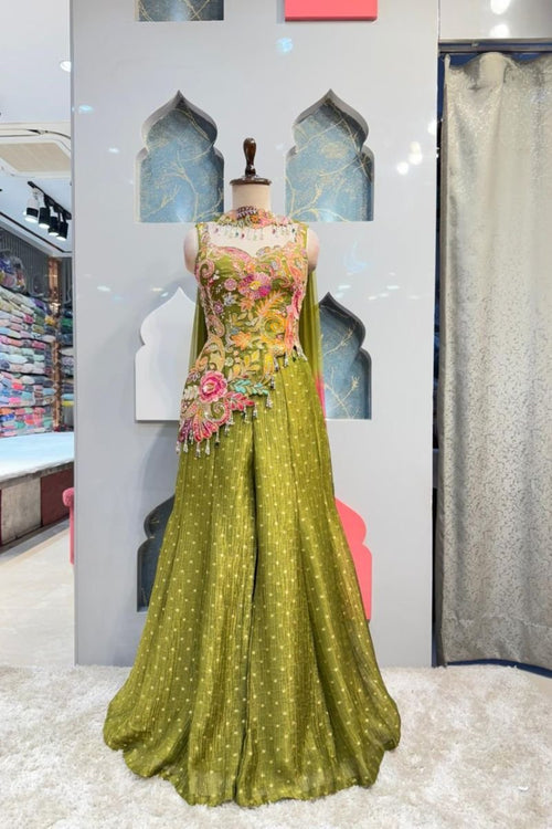 "MEHENDI GREEN FLORAL SHARARA" image 0