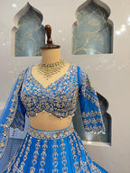"CELESTIAL BLUE ZARDOZI LEHENGA" image 2