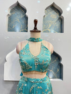 "AQUA BLOOM EMBROIDERED INDOWESTERN" image 1