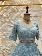 "ICE BLUE HERITAGE EMBROIDERED LEHENGA" image 2