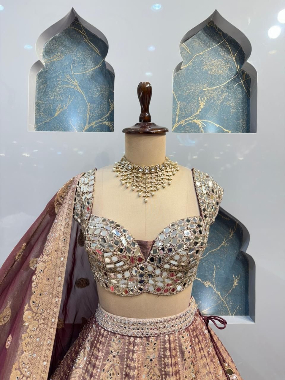 "MAROON GOLD REGAL LEHENGA" image 1