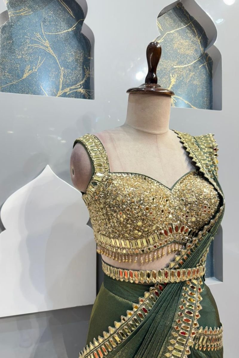 "EMERALD ROYALE DRAPE SAREE" image 2