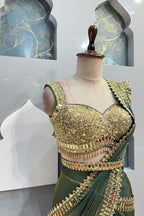 "EMERALD ROYALE DRAPE SAREE" image 2