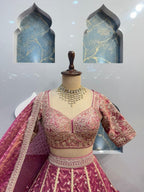 "ROYAL MAGENTA EMBROIDERED LEHENGA" image 1