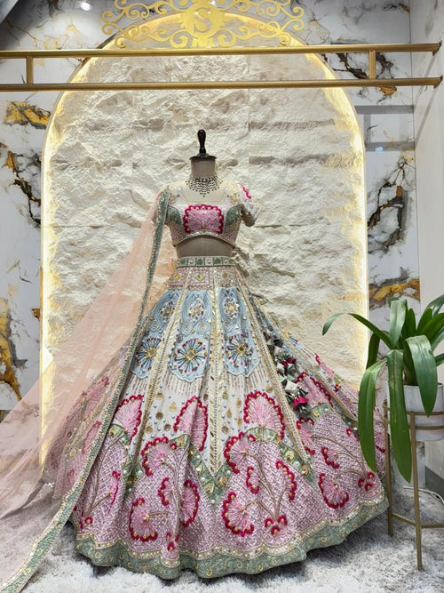 "PASTEL ROYALE HANDCRAFTED LEHENGA" image 0