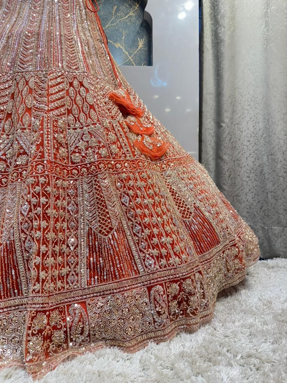"ROYAL CORAL AND ROSE GOLD LEHENGA" image 4