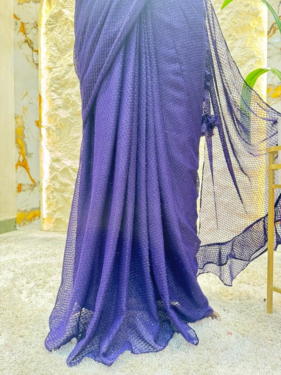 "MIDNIGHT ROYALE EMBELLISHED DRAPE SAREE" image 3