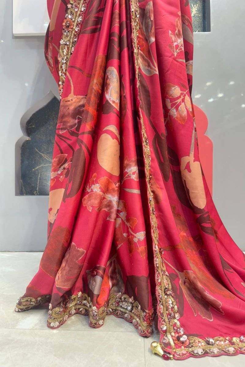 "ROSEWOOD FLORAL EMBELLISHED SAREE" image 4