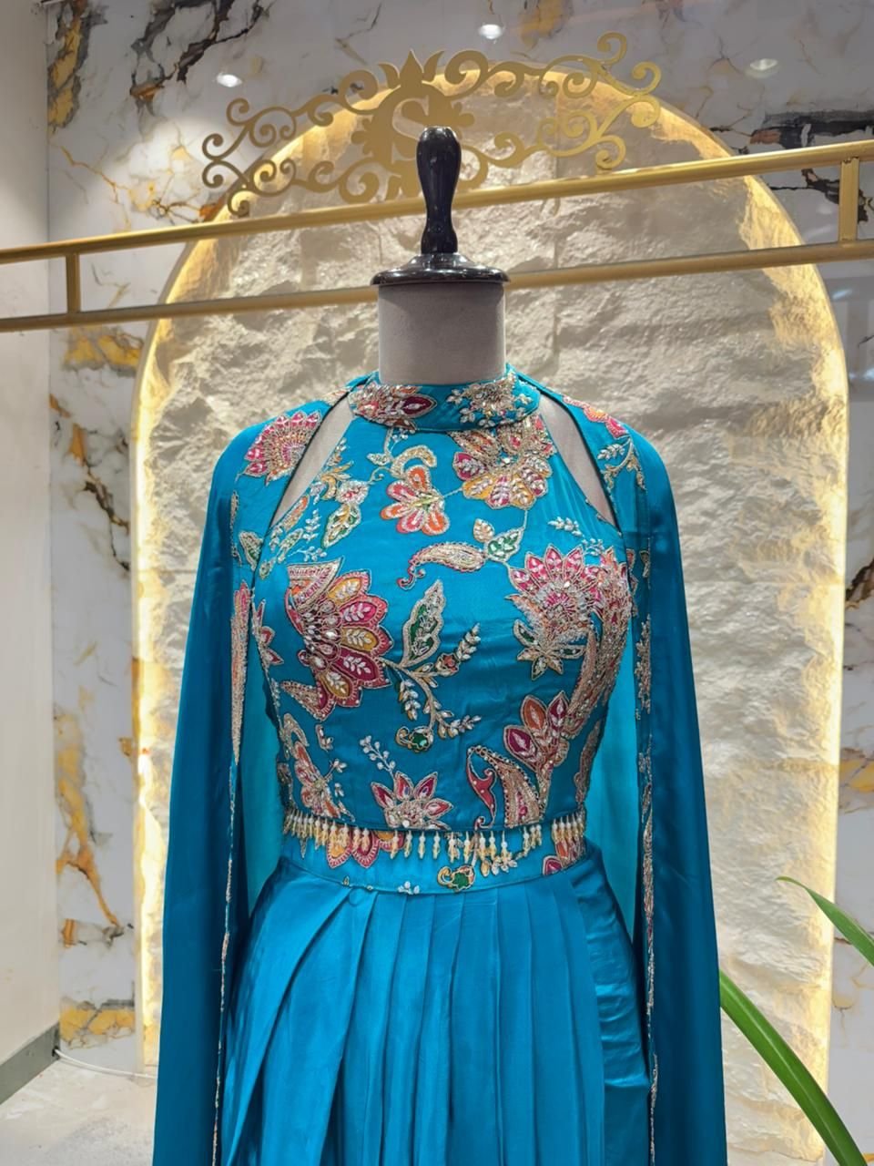 "ROYAL TEAL FUSION DRAPE INDO-WESTERN" image 1