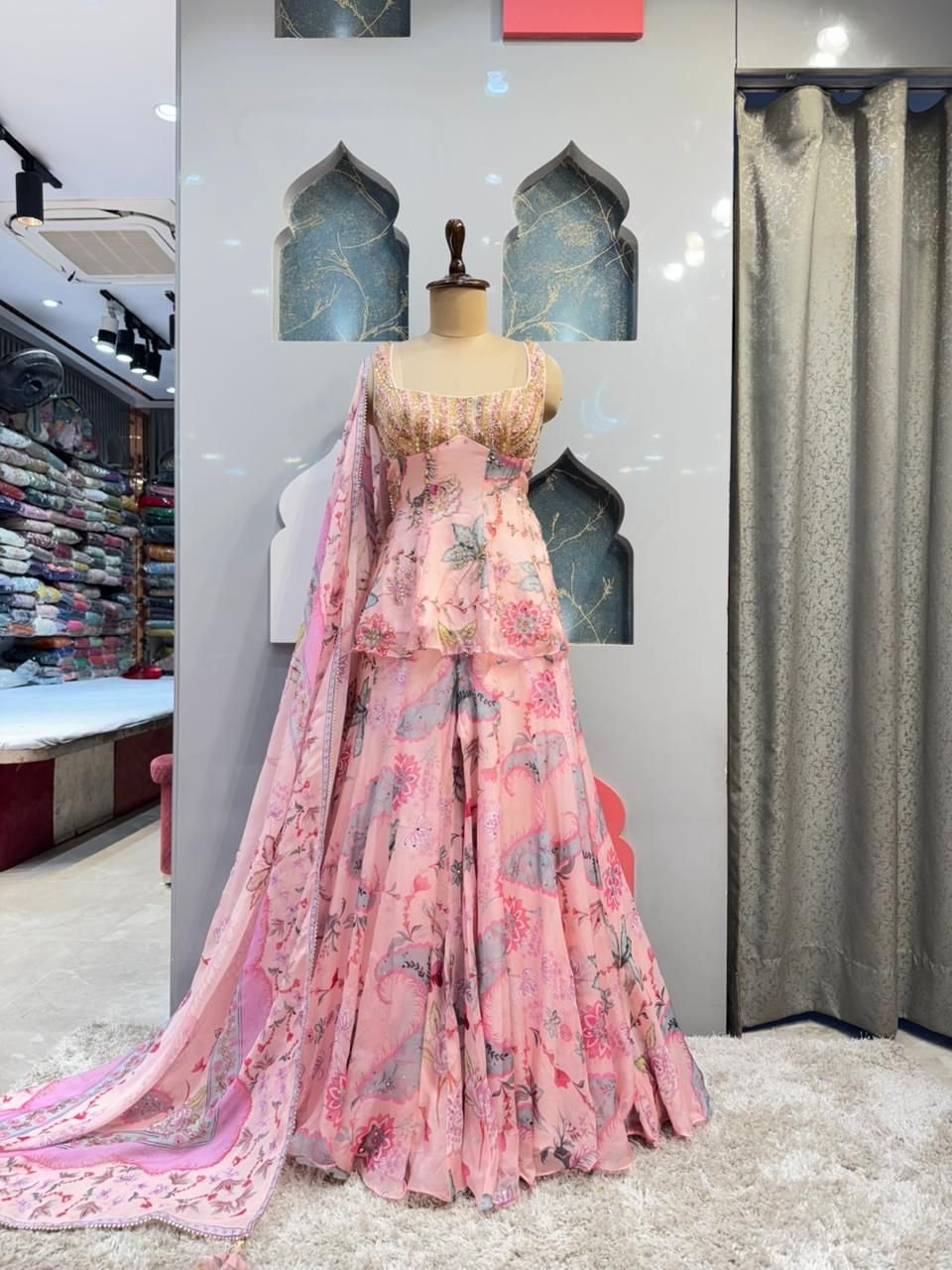 "BLUSH PINK FLORAL INDO-WESTERN" image 0