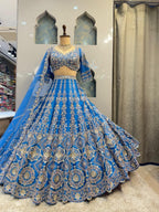 "CELESTIAL BLUE ZARDOZI LEHENGA" image 3