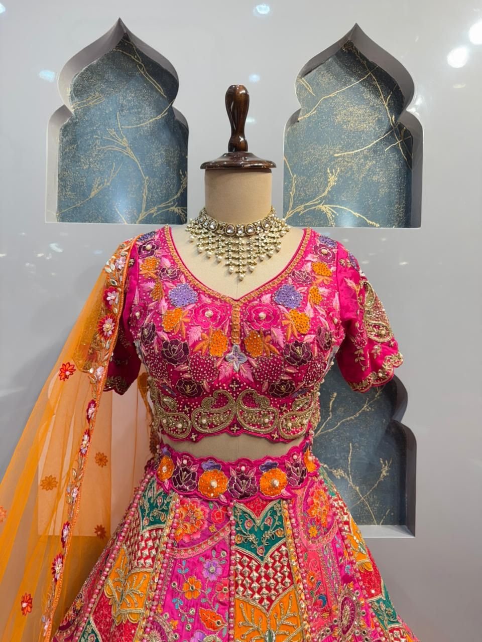 "RANI PINK MULTICOLOR LEHENGA" image 1