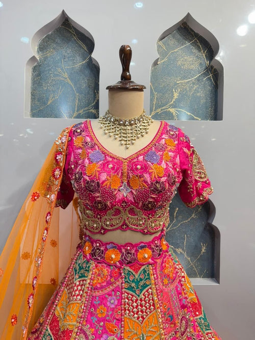 "RANI PINK MULTICOLOR LEHENGA" image 1
