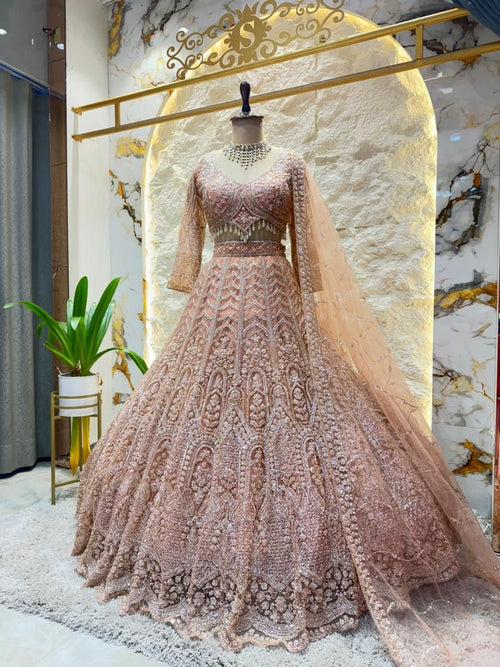 "BLUSH ROYALE HEAVILY EMBROIDERED LEHENGA" image 0