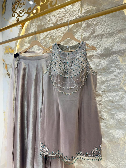 "MOON STONE GLOW EMBELLISHED SHARARA" image 1